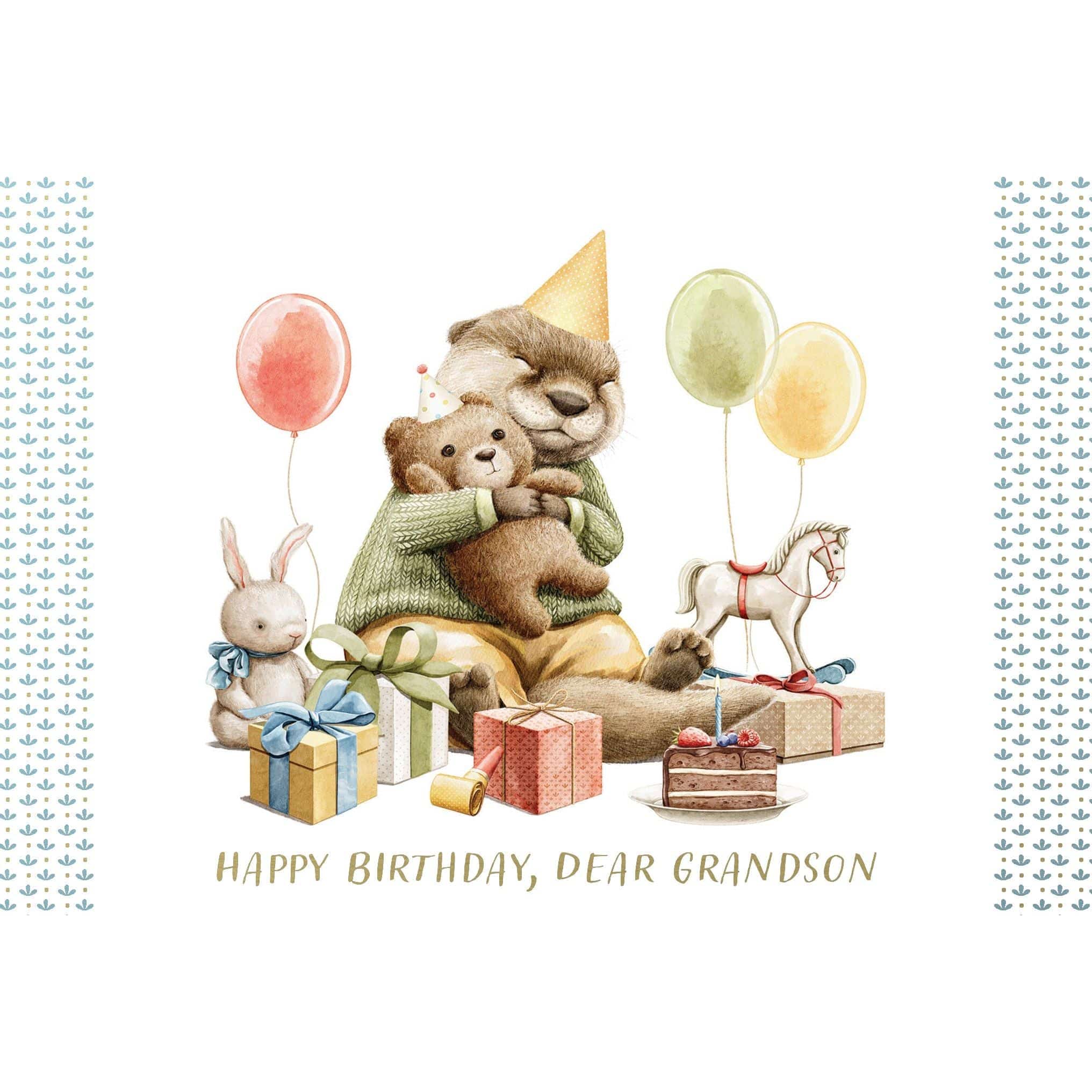 Pictura baby otter birthday grandson card featuring an adorable otter illustration for everyday greeting cards.